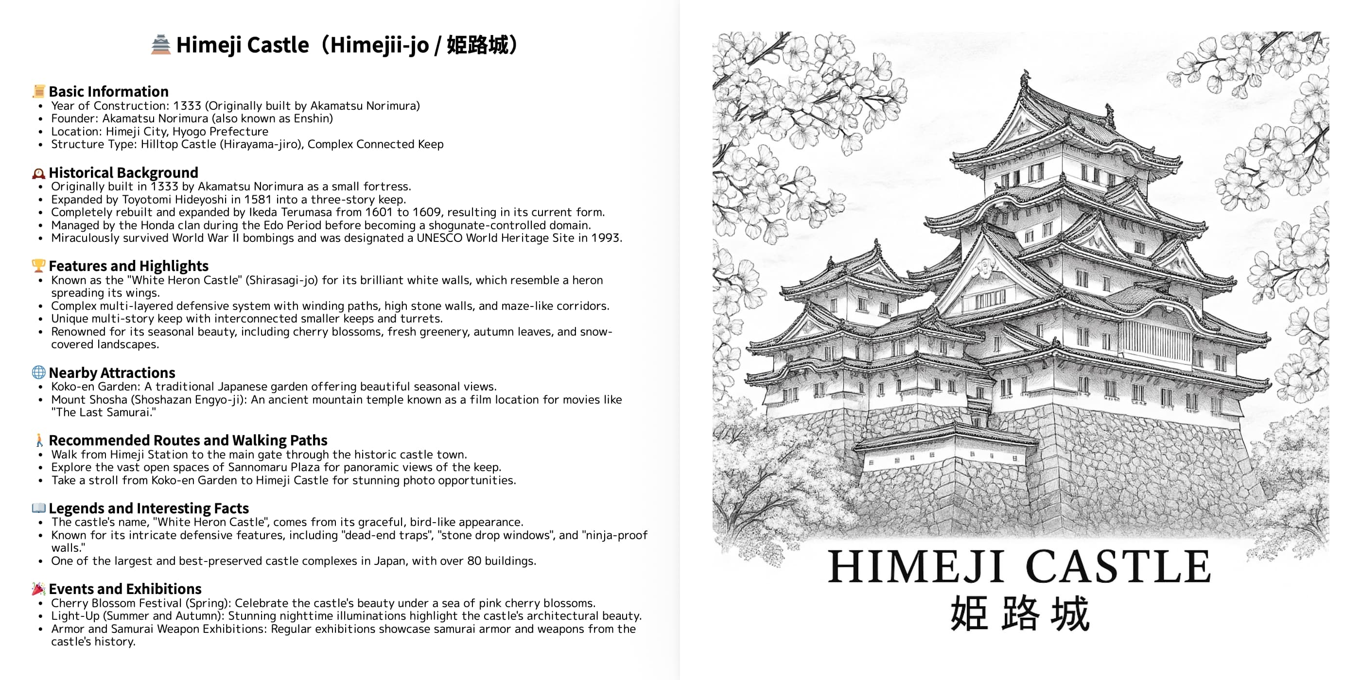 Castles of Japan – Enjoying Japanese Castles through Coloring sample 1